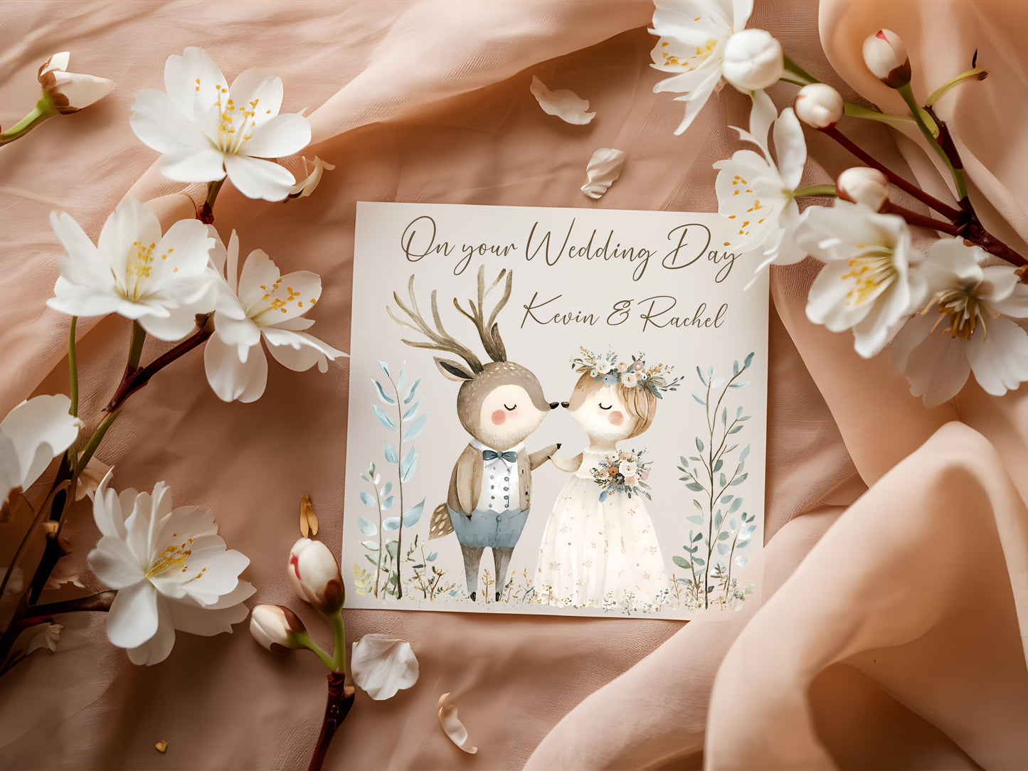 Wedding Day Card personalised on pearlescent Ivory Card