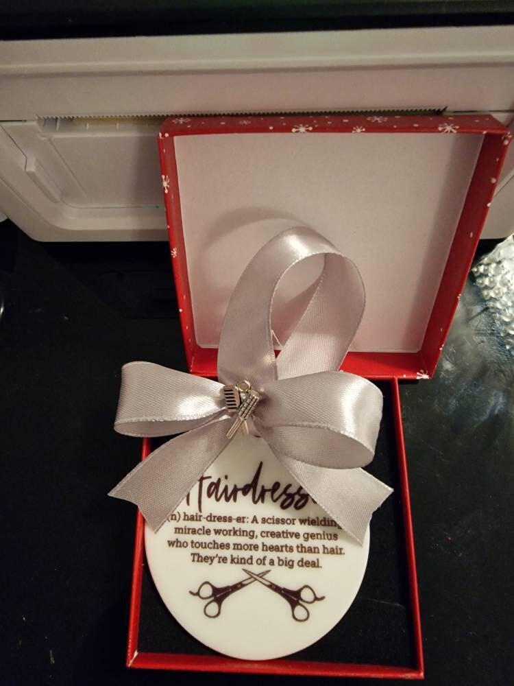 Hairdresser Gift, Ceramic ornament, Hair Salon Gift for her or him Hair stylist, gift boxed
