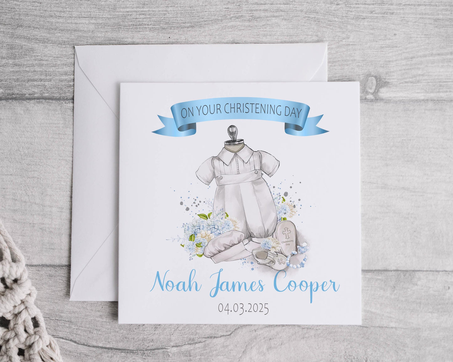 Baby Boy Christening/Baptism Card - personalised