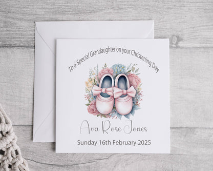 Baby Girl Christening/Baptism Card - personalised - 2 colours