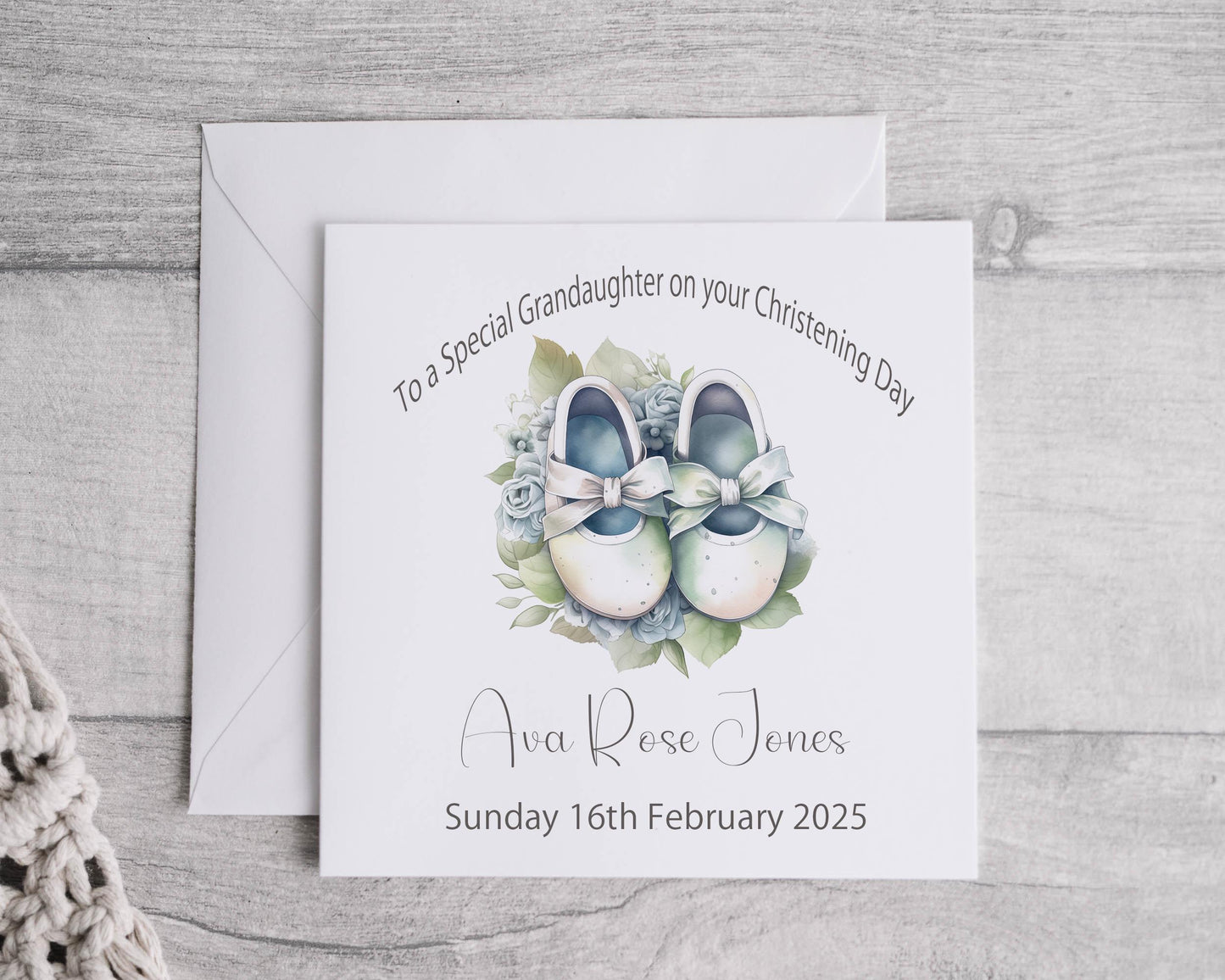 Baby Girl Christening/Baptism Card - personalised - 2 colours