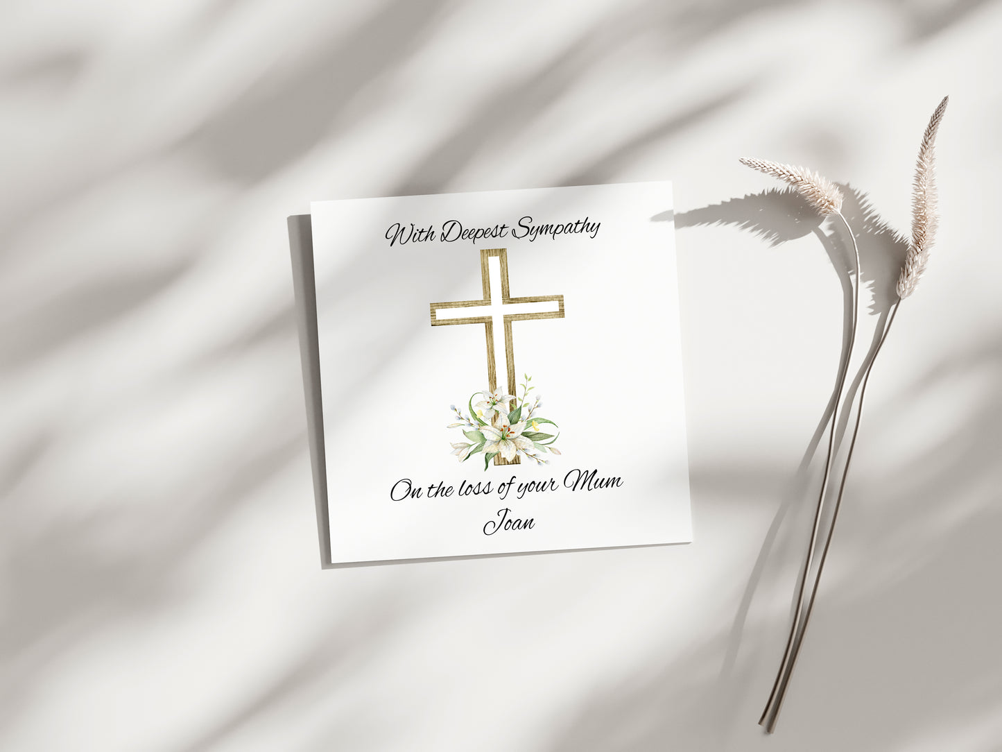 Sympathy Cards - Personalised - 4 different cross design to choose