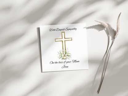 Sympathy Cards - Personalised - 4 different cross design to choose