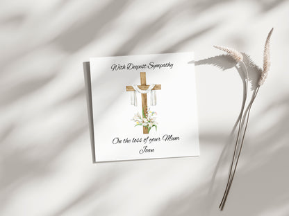 Sympathy Cards - Personalised - 4 different cross design to choose